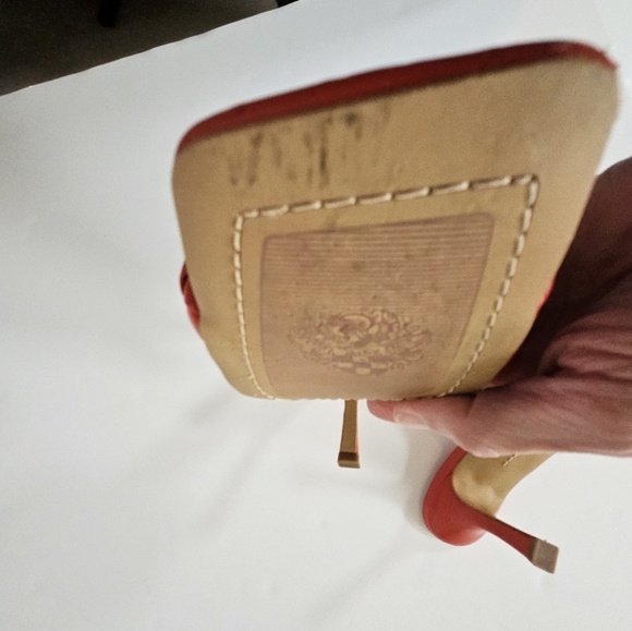 Vince Camuto size 8 red leather brelanie braided strap slide sandals hee… - Picture 4 of 10